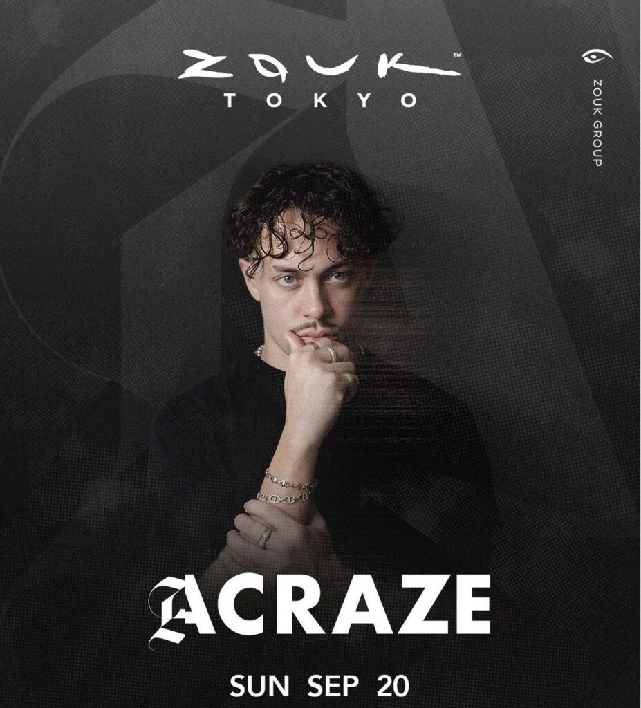 ACRAZE — 2026-09-20 Zouk Tokyo 来日公演フライヤー